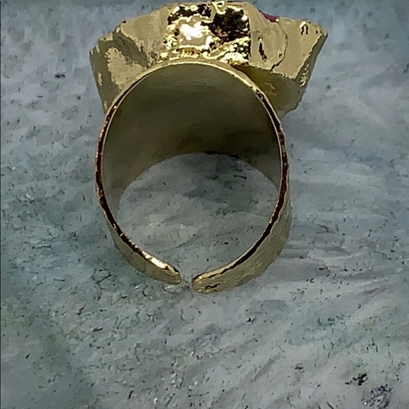 NATURAL DRUZY & AGATE SLICE  ADJUSTABLE RING - Picture 5 of 8